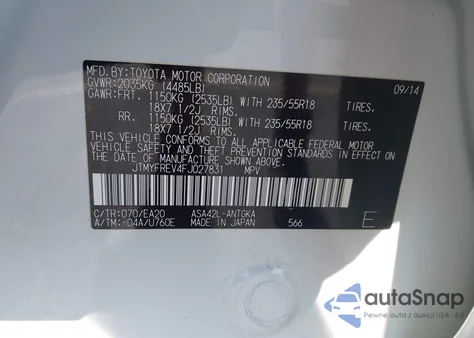 2015 Toyota Rav4 Limited from USA, damaged, VIN JTMYFREV4FJ027831